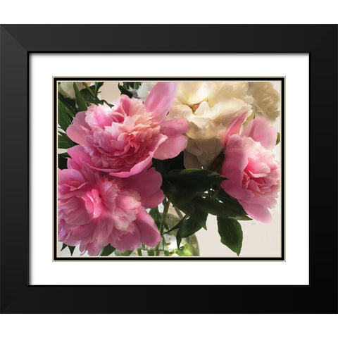 Fresh Cut Peonies Black Modern Wood Framed Art Print with Double Matting by Nan