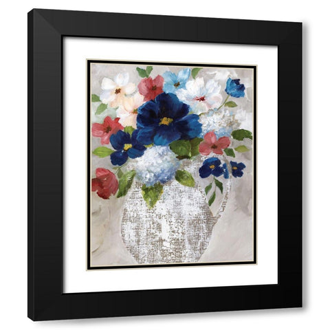 Linen Bouquet II Black Modern Wood Framed Art Print with Double Matting by Nan
