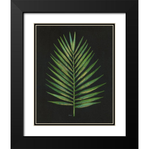 Midnight Palm Black Modern Wood Framed Art Print with Double Matting by Tava Studios