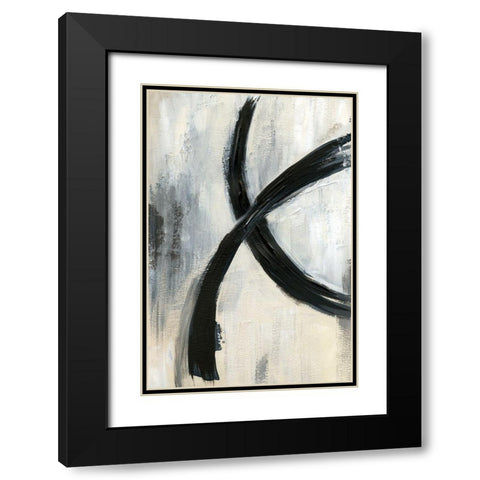 Abstract Rings I Black Modern Wood Framed Art Print with Double Matting by Nan
