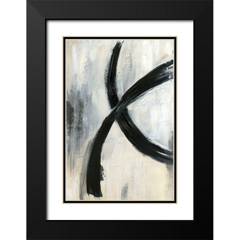 Abstract Rings I Black Modern Wood Framed Art Print with Double Matting by Nan