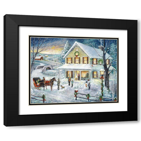 Christmas Visit Black Modern Wood Framed Art Print with Double Matting by Manning, Ruane