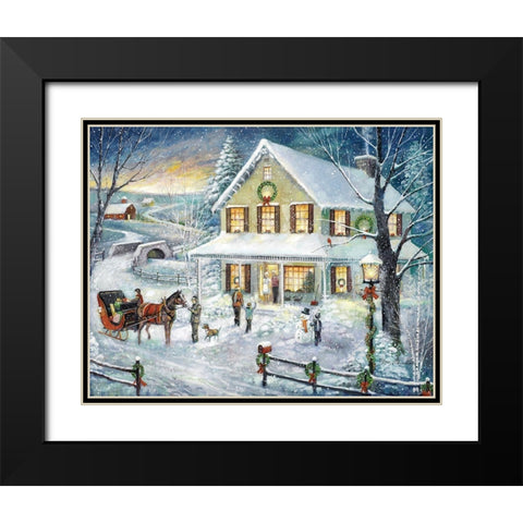 Christmas Visit Black Modern Wood Framed Art Print with Double Matting by Manning, Ruane