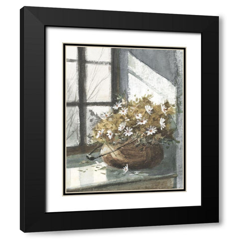 Daisies In Black Modern Wood Framed Art Print with Double Matting by Bjorkland, George