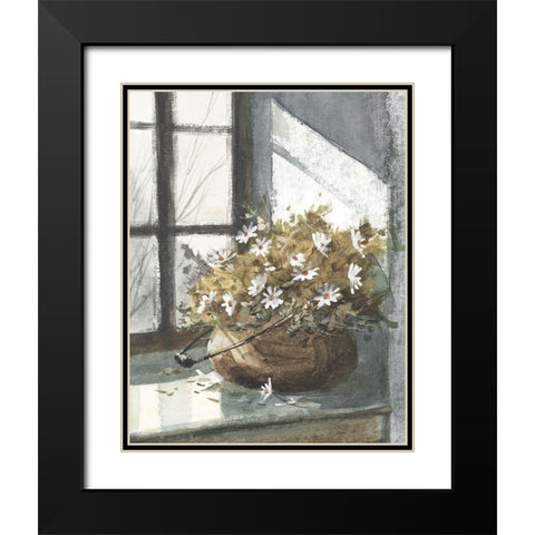 Daisies In Black Modern Wood Framed Art Print with Double Matting by Bjorkland, George