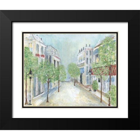 Springtime Stroll Black Modern Wood Framed Art Print with Double Matting by Tava Studios