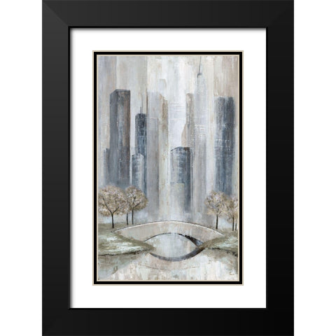 Central Park Black Modern Wood Framed Art Print with Double Matting by Tava Studios