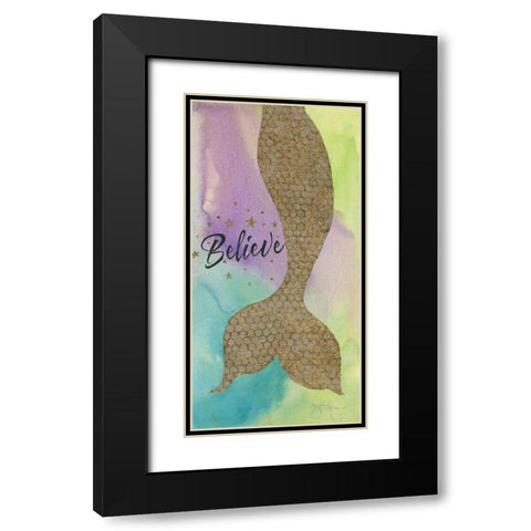 Mermaid Believe Black Modern Wood Framed Art Print with Double Matting by Tava Studios