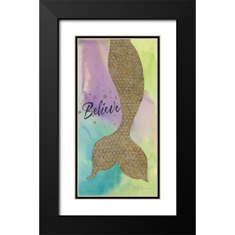 Mermaid Believe Black Modern Wood Framed Art Print with Double Matting by Tava Studios