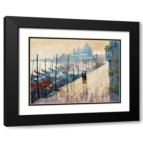 Venice Encounter Black Modern Wood Framed Art Print with Double Matting by Orme, E. Anthony