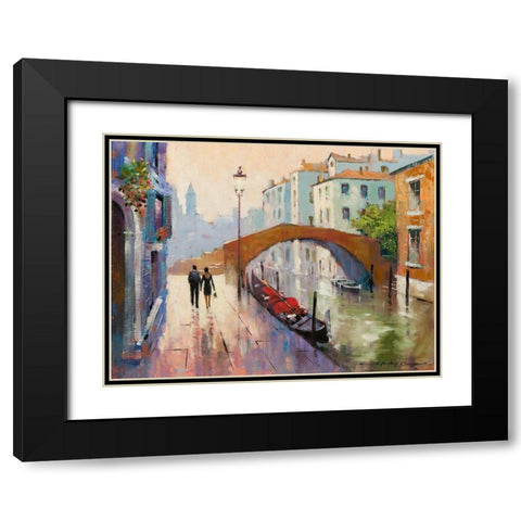 Venice Twilight Black Modern Wood Framed Art Print with Double Matting by Orme, E. Anthony