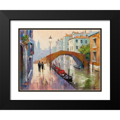 Venice Twilight Black Modern Wood Framed Art Print with Double Matting by Orme, E. Anthony