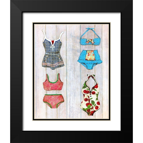 Vintage Bathing Suits I Black Modern Wood Framed Art Print with Double Matting by Tava Studios