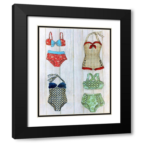 Vintage Bathing Suits II Black Modern Wood Framed Art Print with Double Matting by Tava Studios