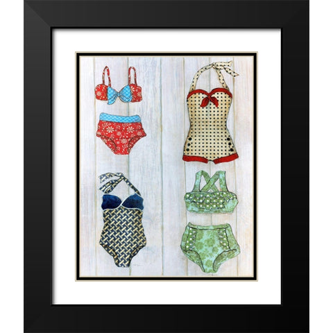 Vintage Bathing Suits II Black Modern Wood Framed Art Print with Double Matting by Tava Studios