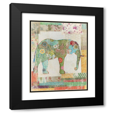 Elephant Montage Black Modern Wood Framed Art Print with Double Matting by Tava Studios