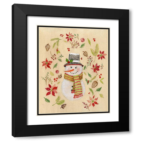 Holly Days Snowlady Black Modern Wood Framed Art Print with Double Matting by Tava Studios
