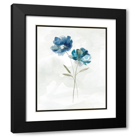 Blue Botanical II Black Modern Wood Framed Art Print with Double Matting by Robinson, Carol
