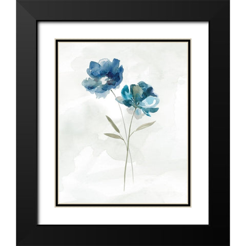 Blue Botanical II Black Modern Wood Framed Art Print with Double Matting by Robinson, Carol