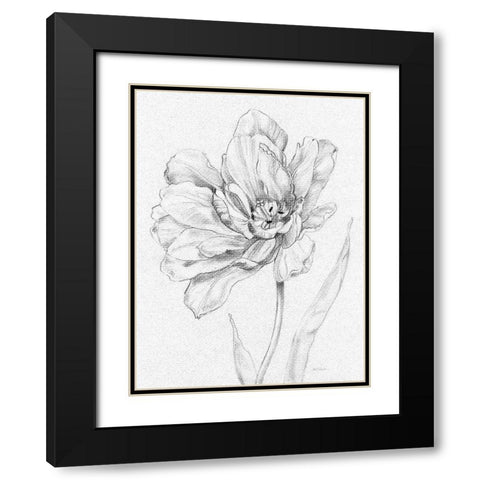 Tulip Sketch Black Modern Wood Framed Art Print with Double Matting by Robinson, Carol