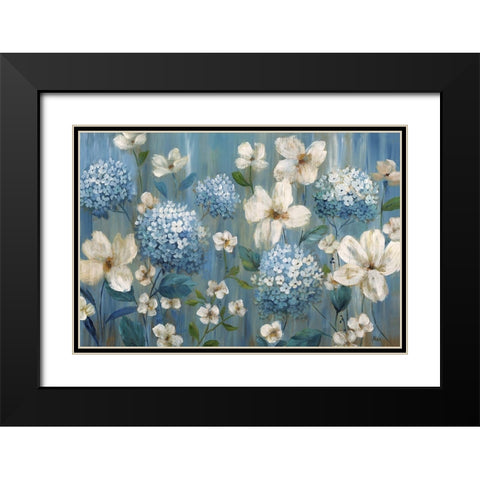 Very Berry Blues Black Modern Wood Framed Art Print with Double Matting by Nan