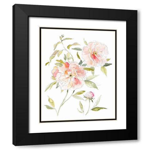 Sketchbook Cottage Rose II Black Modern Wood Framed Art Print with Double Matting by Robinson, Carol