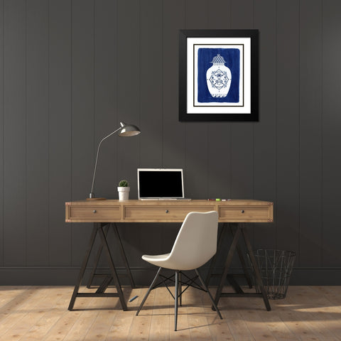 Sapphire Urn I Black Modern Wood Framed Art Print with Double Matting by Tava Studios