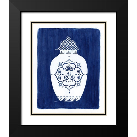 Sapphire Urn I Black Modern Wood Framed Art Print with Double Matting by Tava Studios
