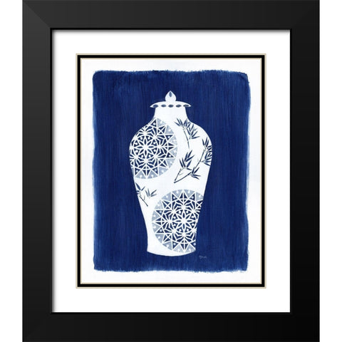 Sapphire Urn II Black Modern Wood Framed Art Print with Double Matting by Tava Studios