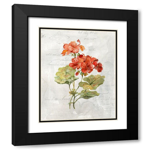 Linen Geranium Black Modern Wood Framed Art Print with Double Matting by Robinson, Carol