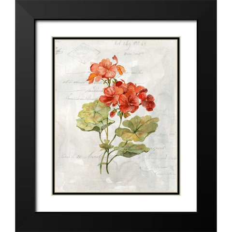 Linen Geranium Black Modern Wood Framed Art Print with Double Matting by Robinson, Carol