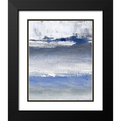 Soft Solace Indigo Black Modern Wood Framed Art Print with Double Matting by Tava Studios