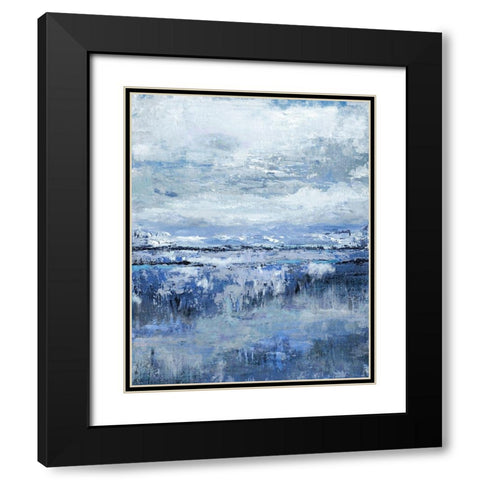 Coastal Indigo Black Modern Wood Framed Art Print with Double Matting by Tava Studios