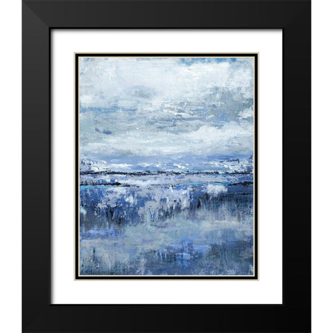 Coastal Indigo Black Modern Wood Framed Art Print with Double Matting by Tava Studios