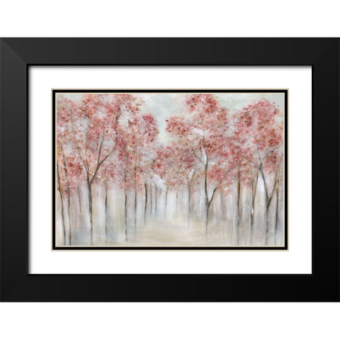 Blushing Spring Black Modern Wood Framed Art Print with Double Matting by Tava Studios