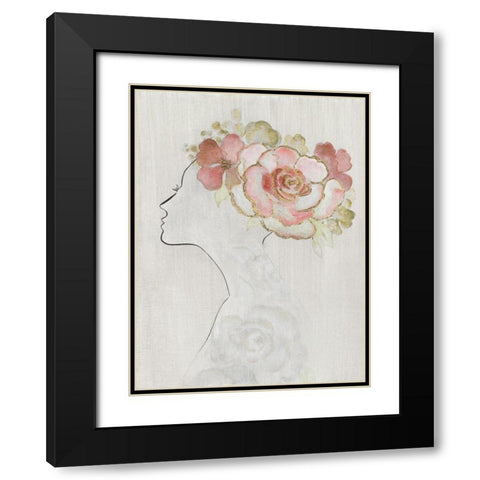 Fashion Floral Silhouette II Black Modern Wood Framed Art Print with Double Matting by Tava Studios