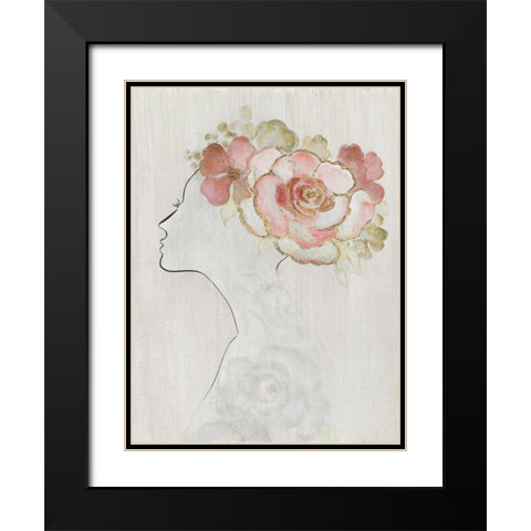 Fashion Floral Silhouette II Black Modern Wood Framed Art Print with Double Matting by Tava Studios