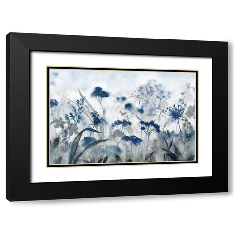 Inky Indigo Black Modern Wood Framed Art Print with Double Matting by Tava Studios