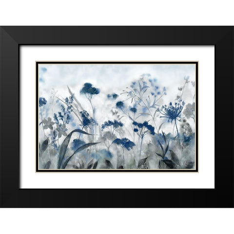 Inky Indigo Black Modern Wood Framed Art Print with Double Matting by Tava Studios