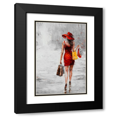 City Shopping II Black Modern Wood Framed Art Print with Double Matting by Kowalik, Jolanta