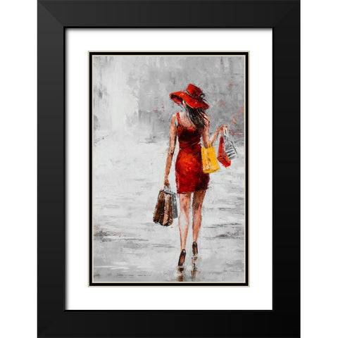City Shopping II Black Modern Wood Framed Art Print with Double Matting by Kowalik, Jolanta