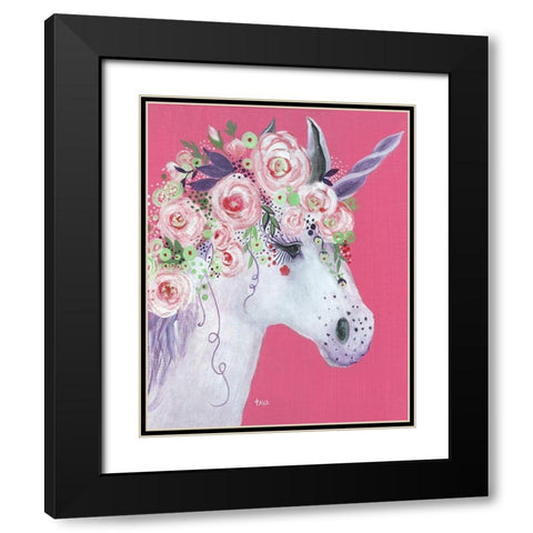 Unicorn II Black Modern Wood Framed Art Print with Double Matting by Tava Studios