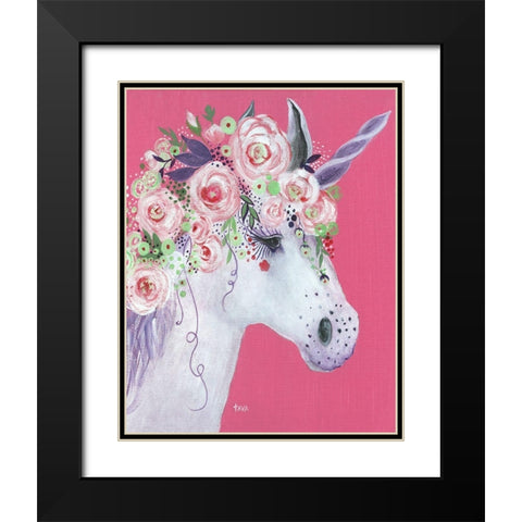 Unicorn II Black Modern Wood Framed Art Print with Double Matting by Tava Studios