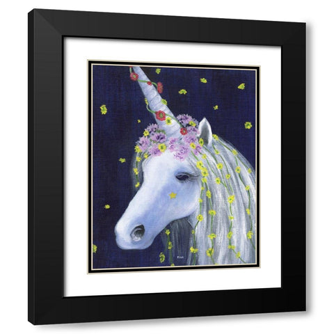 Unicorn IV Black Modern Wood Framed Art Print with Double Matting by Tava Studios