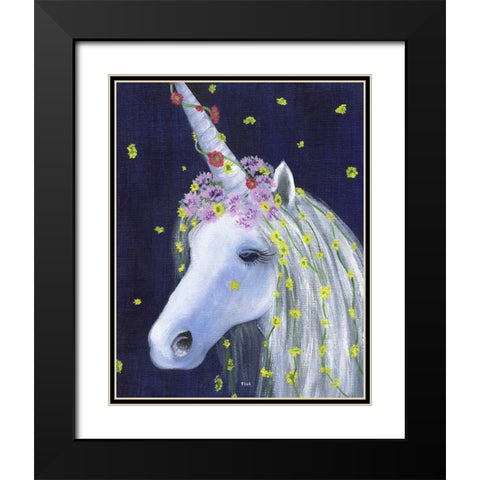 Unicorn IV Black Modern Wood Framed Art Print with Double Matting by Tava Studios