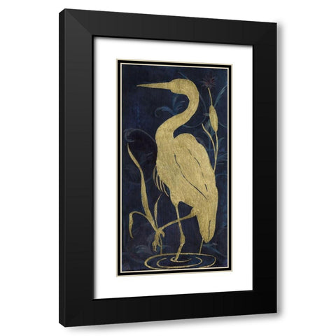 Egret On Indigo II Black Modern Wood Framed Art Print with Double Matting by Tava Studios