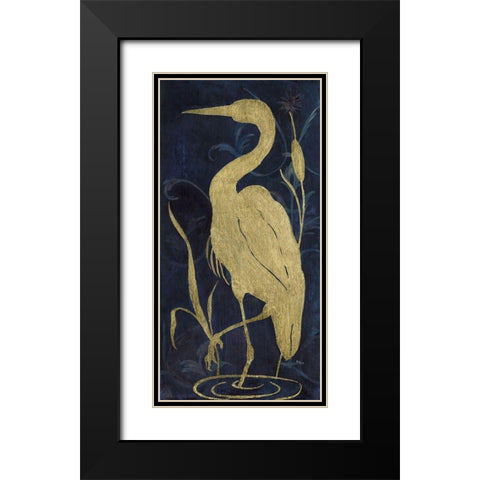 Egret On Indigo II Black Modern Wood Framed Art Print with Double Matting by Tava Studios