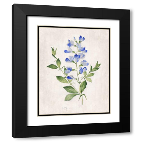 Blue Botanical II Black Modern Wood Framed Art Print with Double Matting by Tava Studios