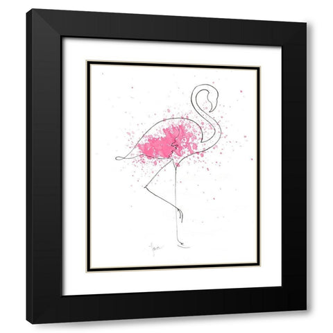 Flamingo Splash I Black Modern Wood Framed Art Print with Double Matting by Tava Studios