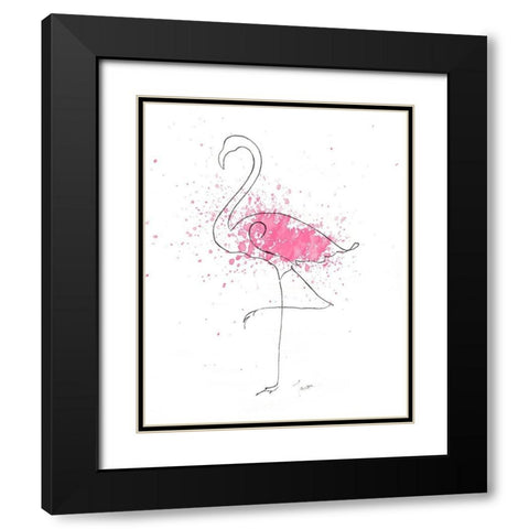 Flamingo Splash II Black Modern Wood Framed Art Print with Double Matting by Tava Studios